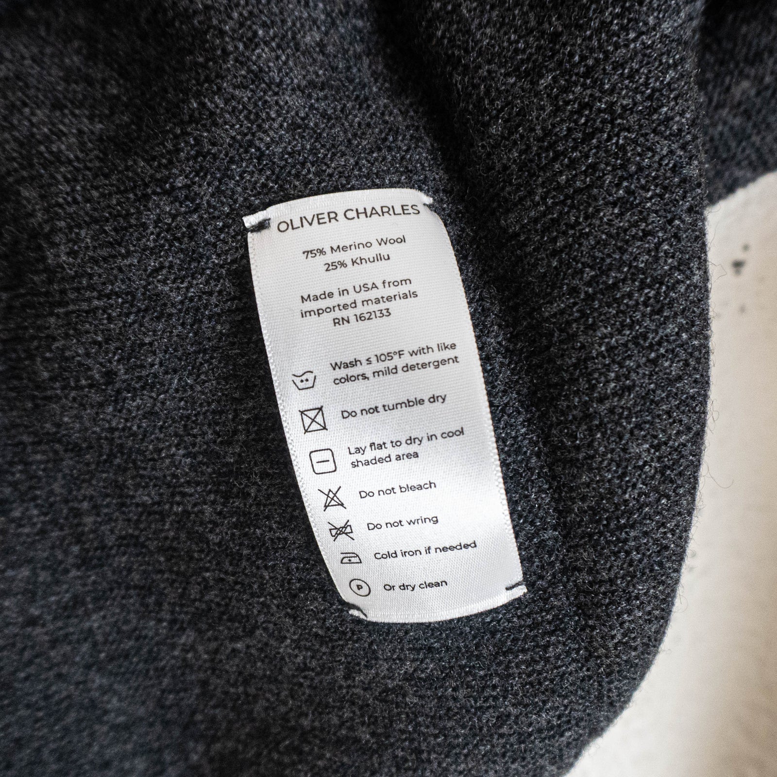Oliver Charles Merino Khullu All Season Crew Neck Sweater Charcoal — image 4 of 8